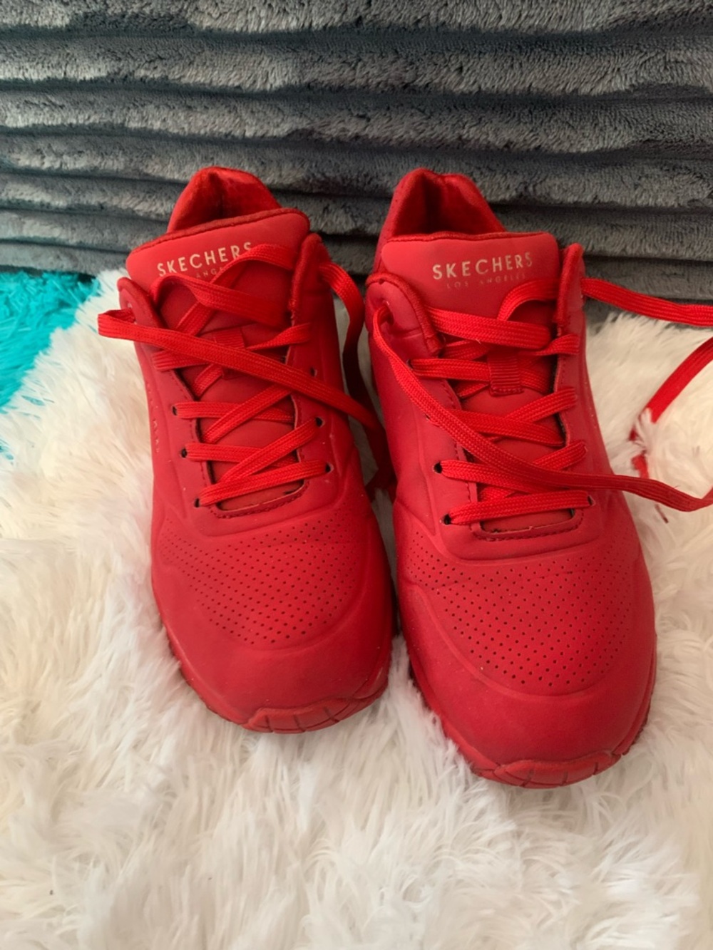 Skechers Red Ladies (7) Lace-Up Running shoes